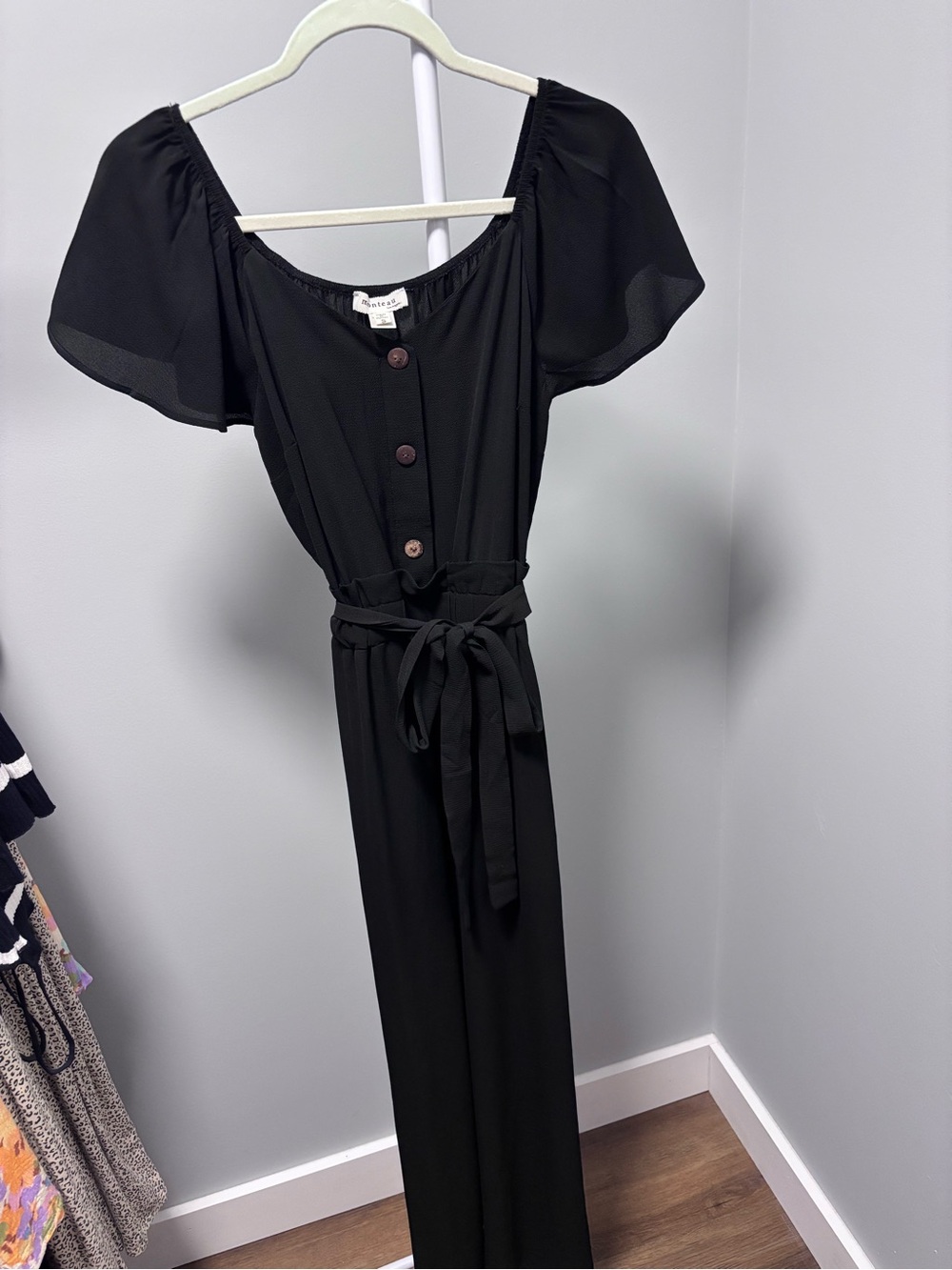 Monteau Black Jumpsuit with Tie Waist